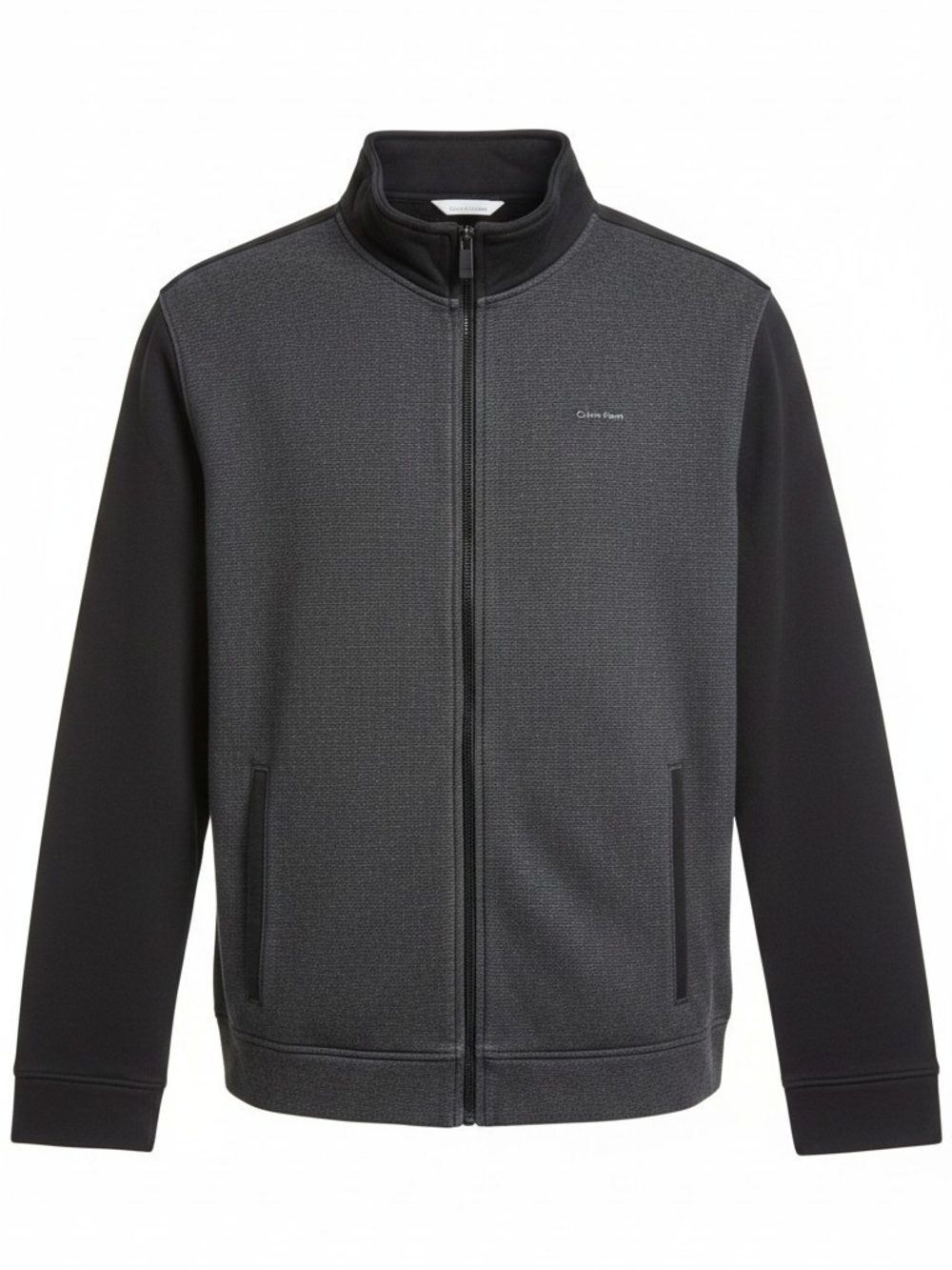Calvin Klein Men's Charcoal and Black Zip-Up Sweater
